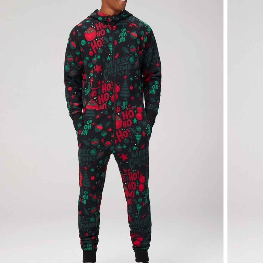 NEW FABLETICS UNISEX JUMPSUIT COZY FLEECE HOODED ONESIE SIZE:M